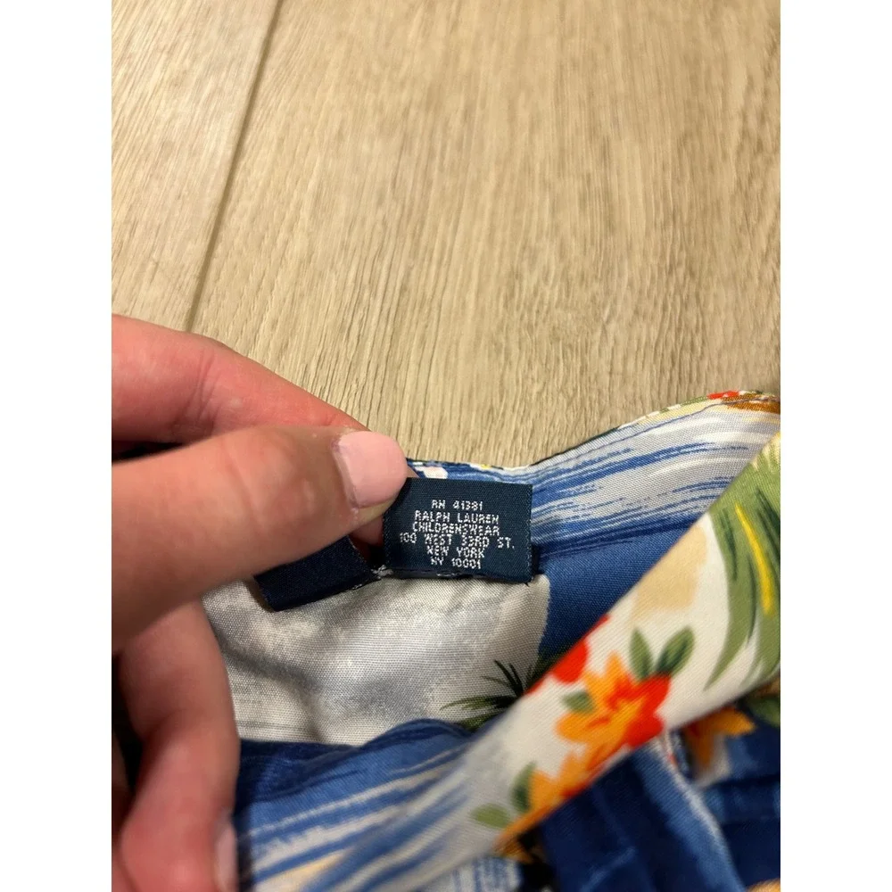 Ralph Lauren Girls Blue Tropical Hawaiian Hula Print Flared Skirt 8 313065763